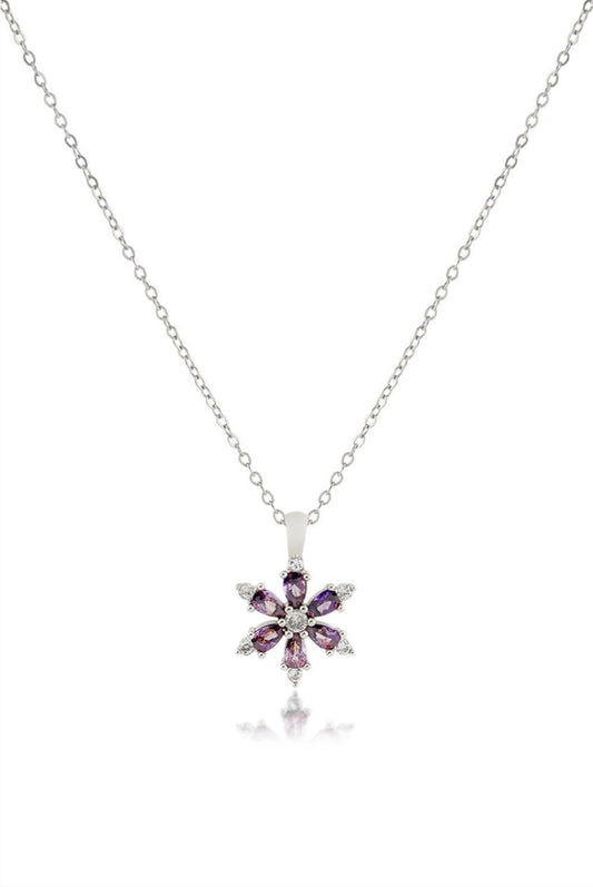 Çelik Lotus Çiçeği Kolye SILVER